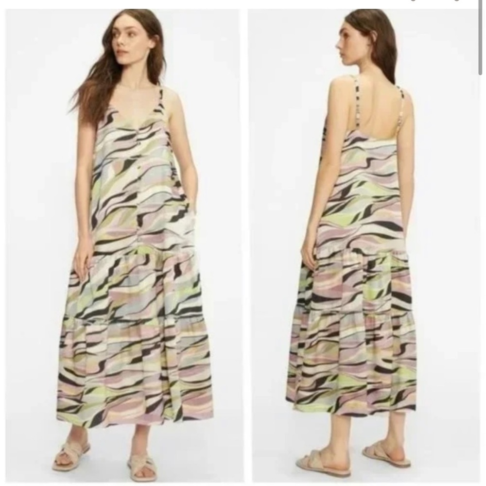 Ted Baker Warrenn Printed Button Through Cami Maxi Dress Dusky Pink US